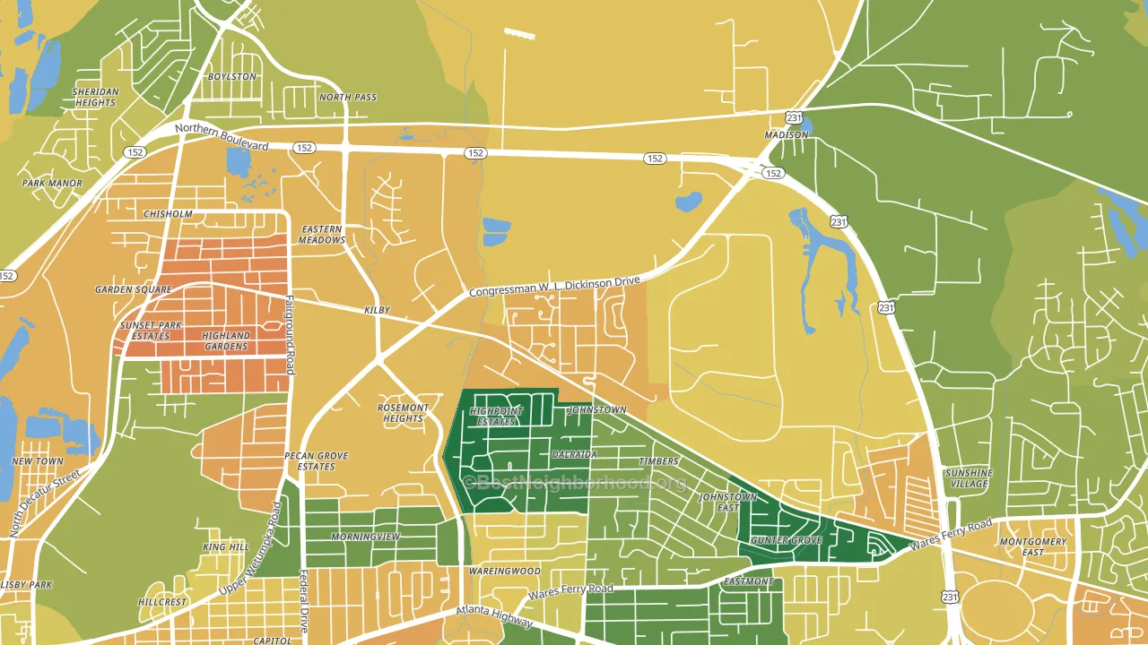 36115, AL block-group voter-turnout map