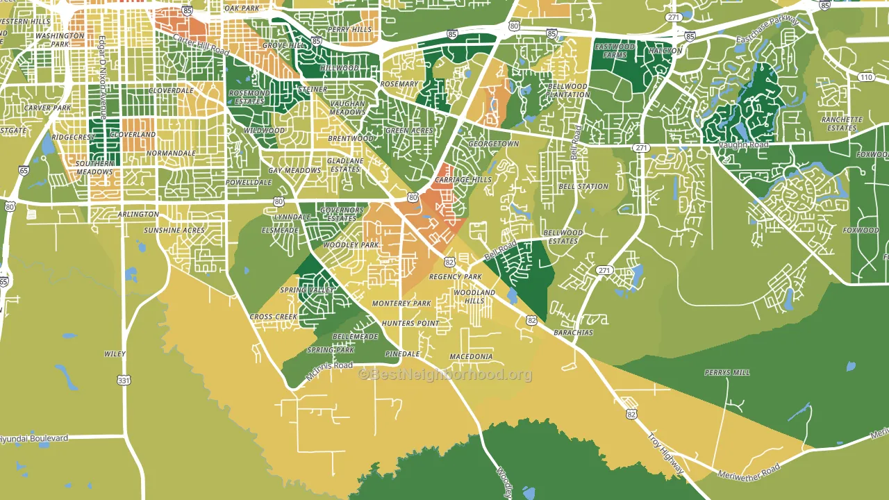 36116, AL block-group voter-turnout map