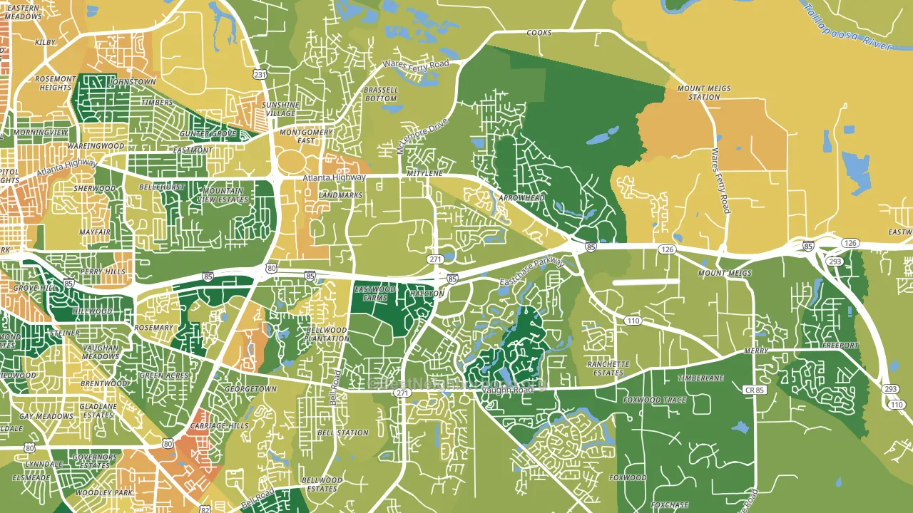 36117, AL block-group voter-turnout map