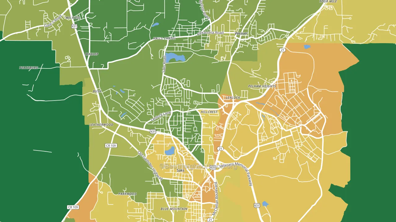 36206, AL block-group voter-turnout map