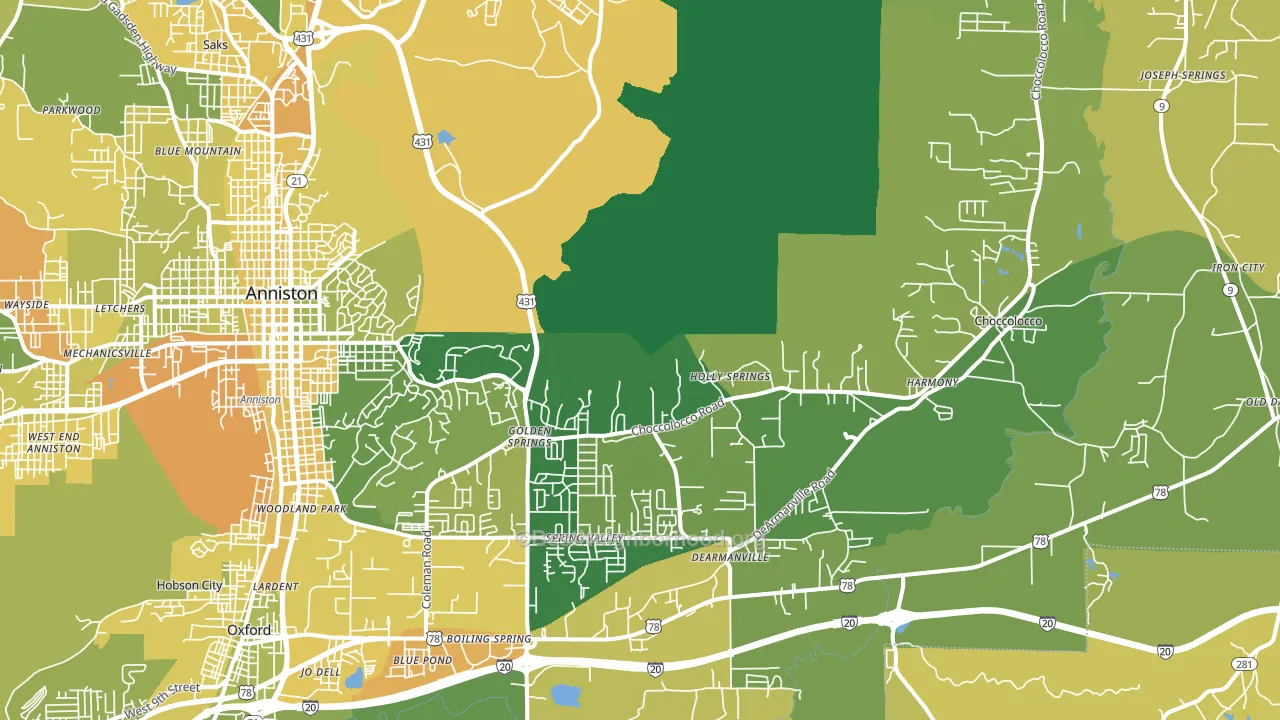 36207, AL block-group voter-turnout map