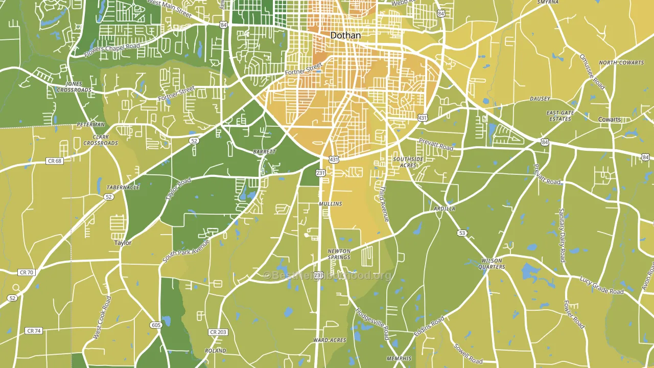 36301, AL block-group voter-turnout map