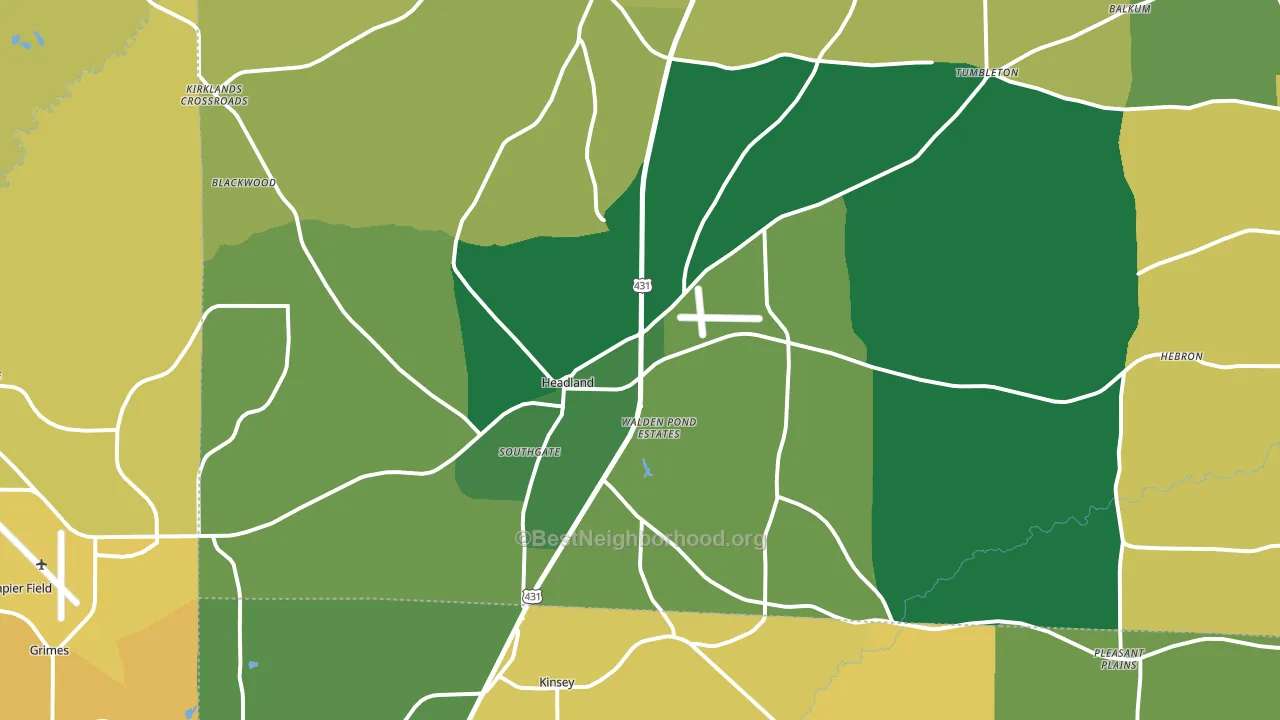 36345, AL block-group voter-turnout map