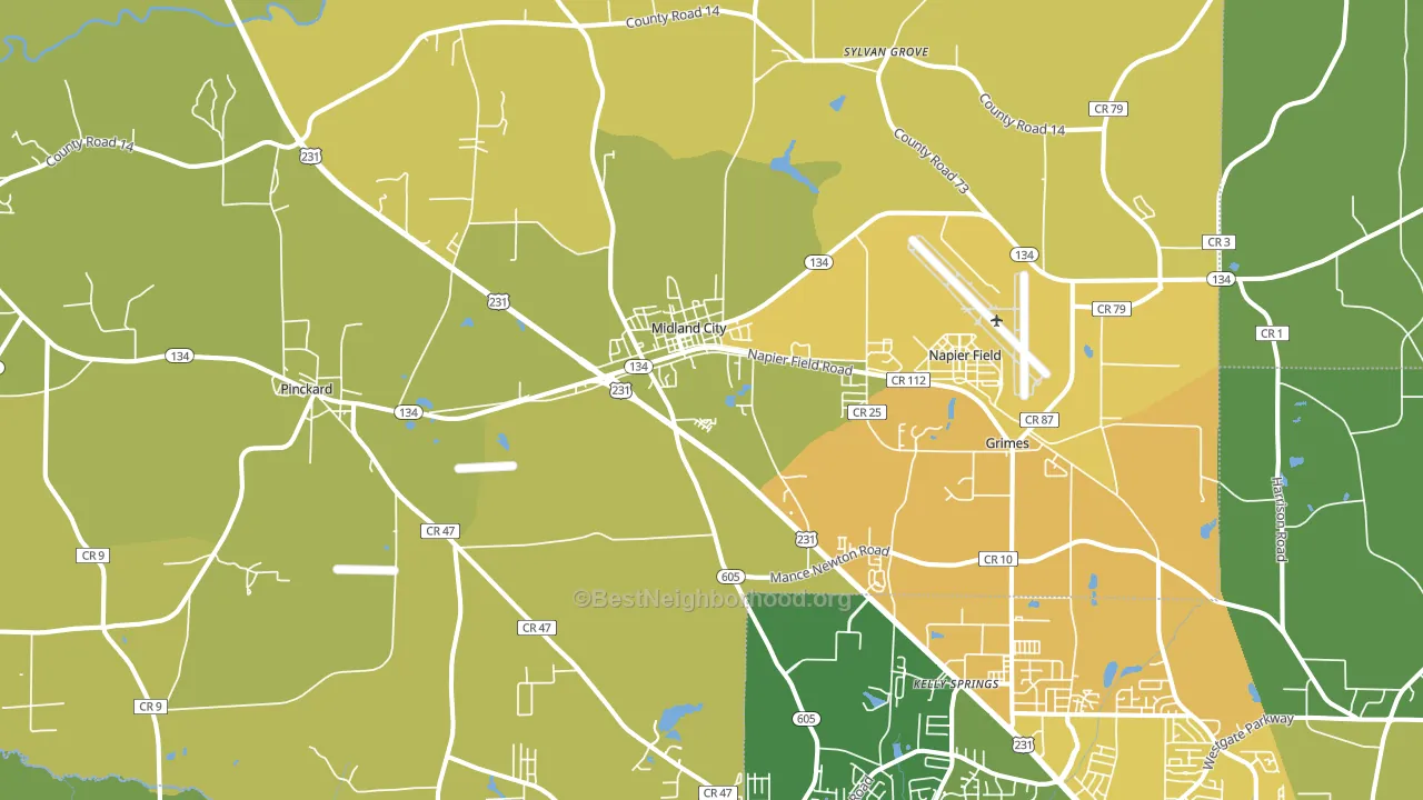 36350, AL block-group voter-turnout map