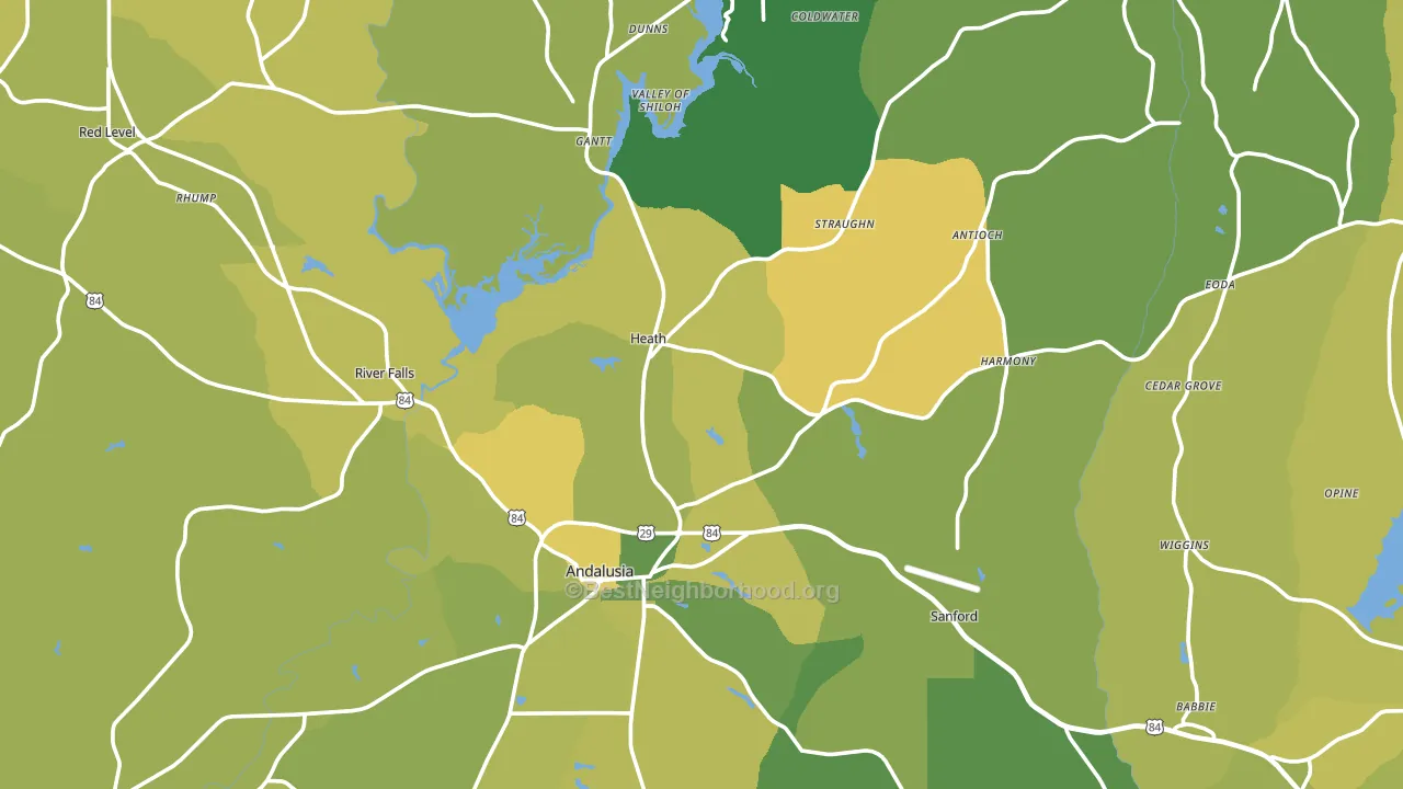 36421, AL block-group voter-turnout map