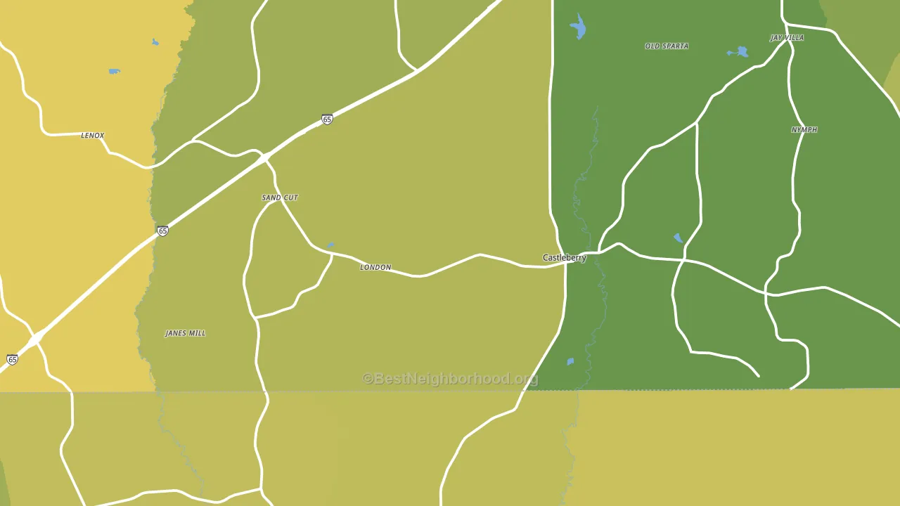 36432, AL block-group voter-turnout map