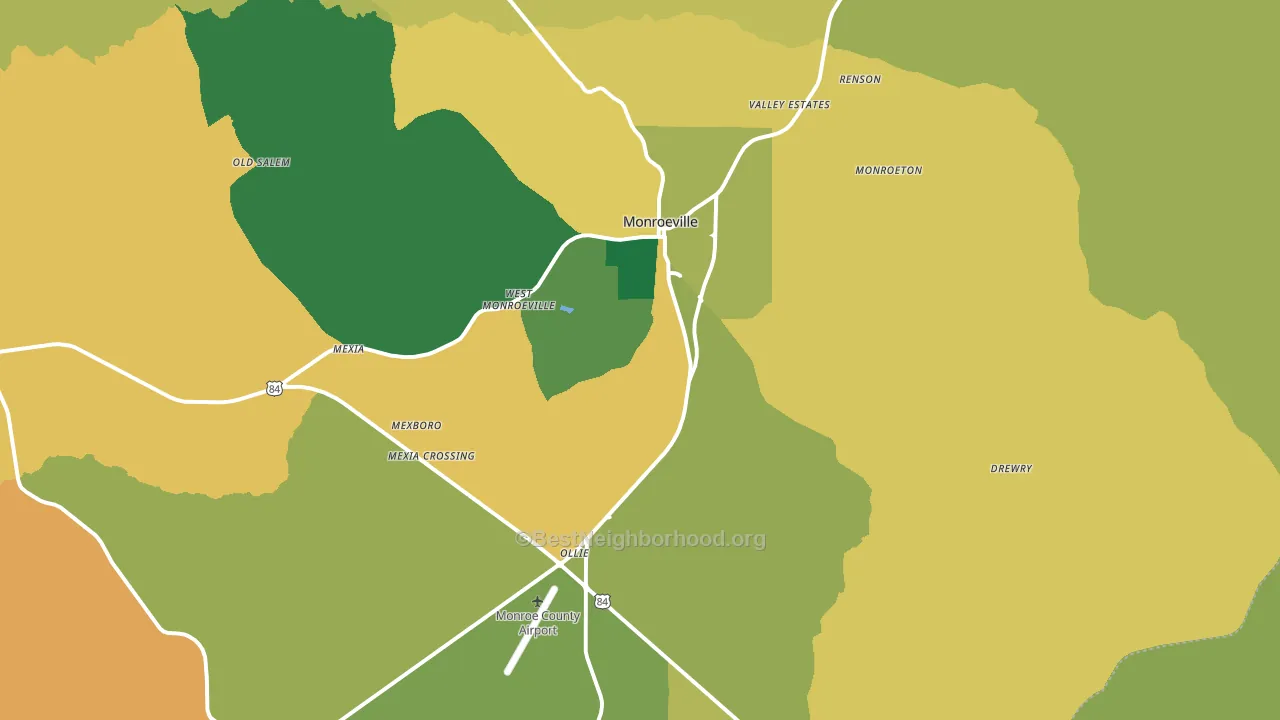 36460, AL block-group voter-turnout map