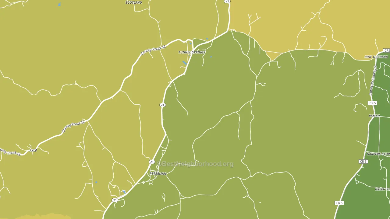 36471, AL block-group voter-turnout map
