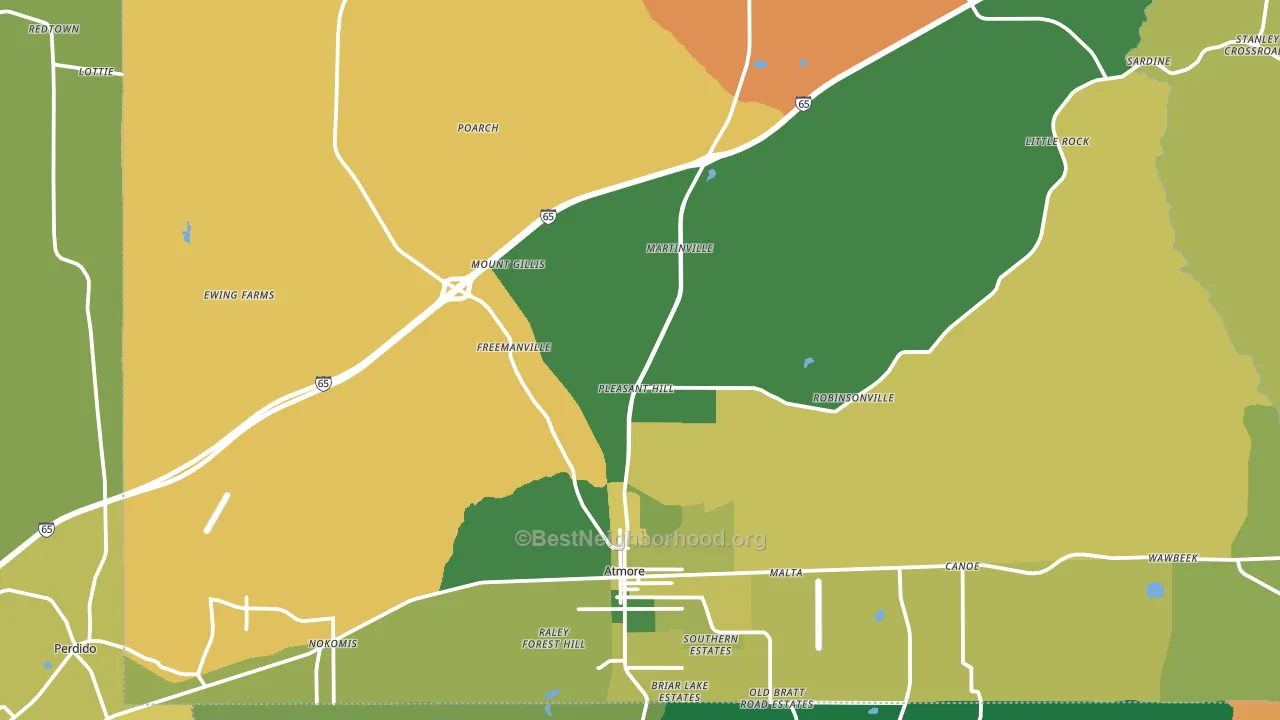 36502, AL block-group voter-turnout map