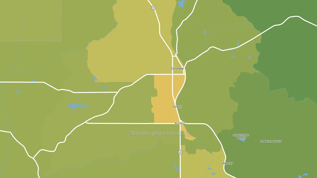 36522, AL block-group voter-turnout map