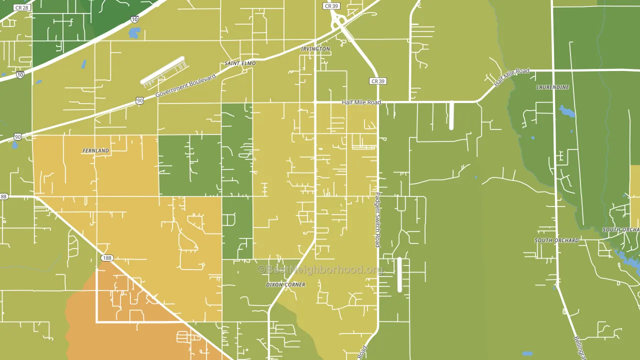 36544, AL block-group voter-turnout map
