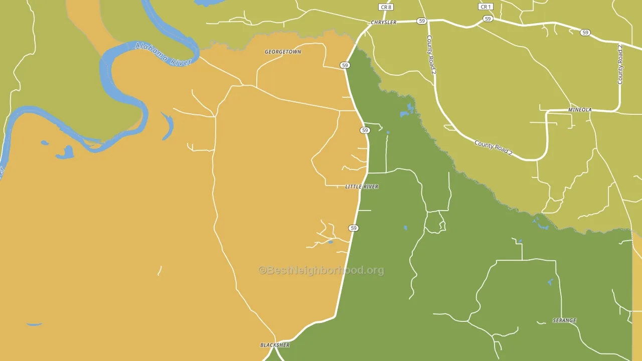 36550, AL block-group voter-turnout map