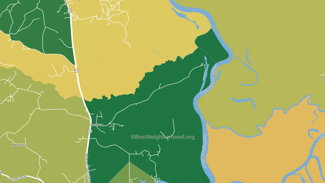 36556, AL block-group voter-turnout map