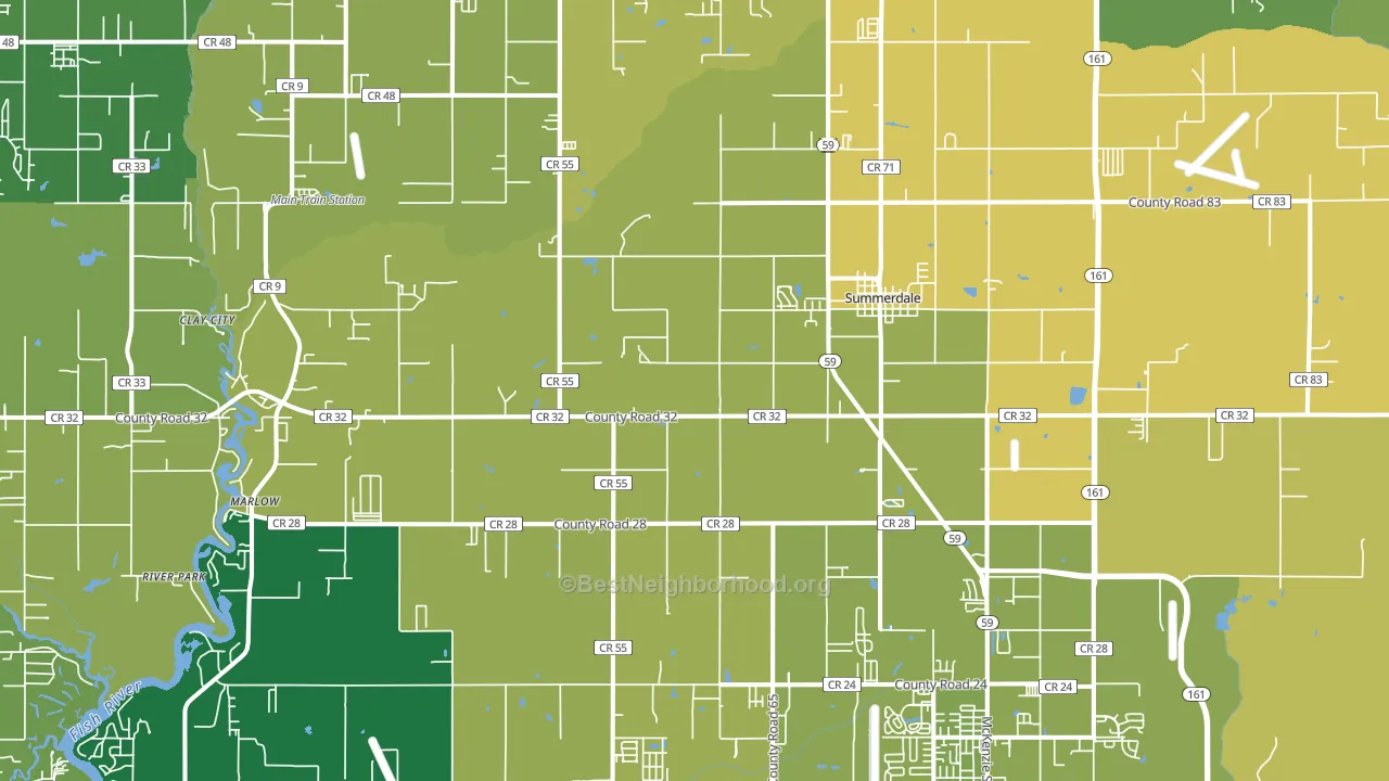 36580, AL block-group voter-turnout map
