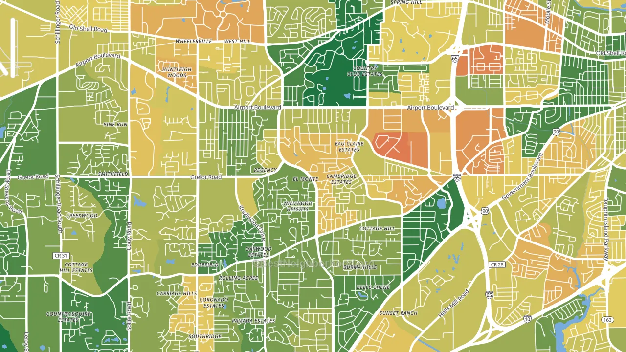 36609, AL block-group voter-turnout map