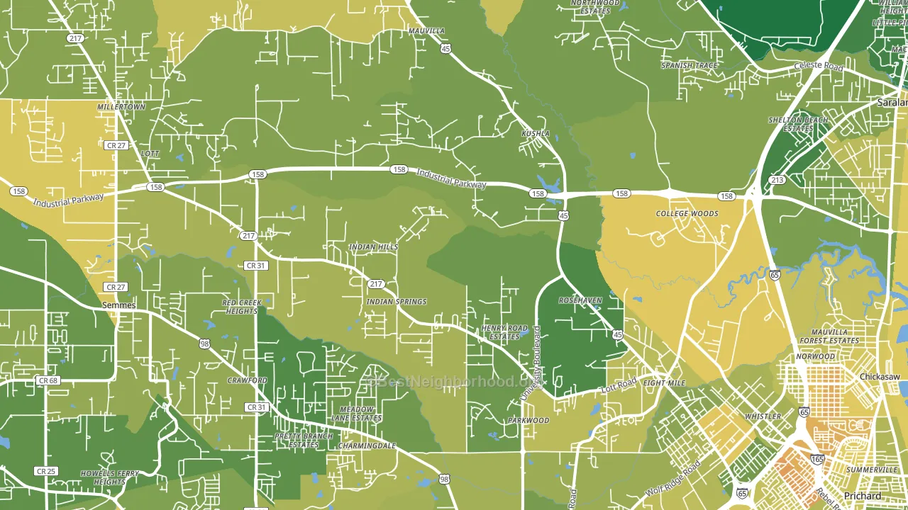36613, AL block-group voter-turnout map