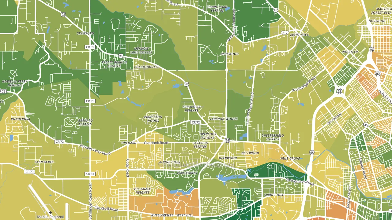 36618, AL block-group voter-turnout map