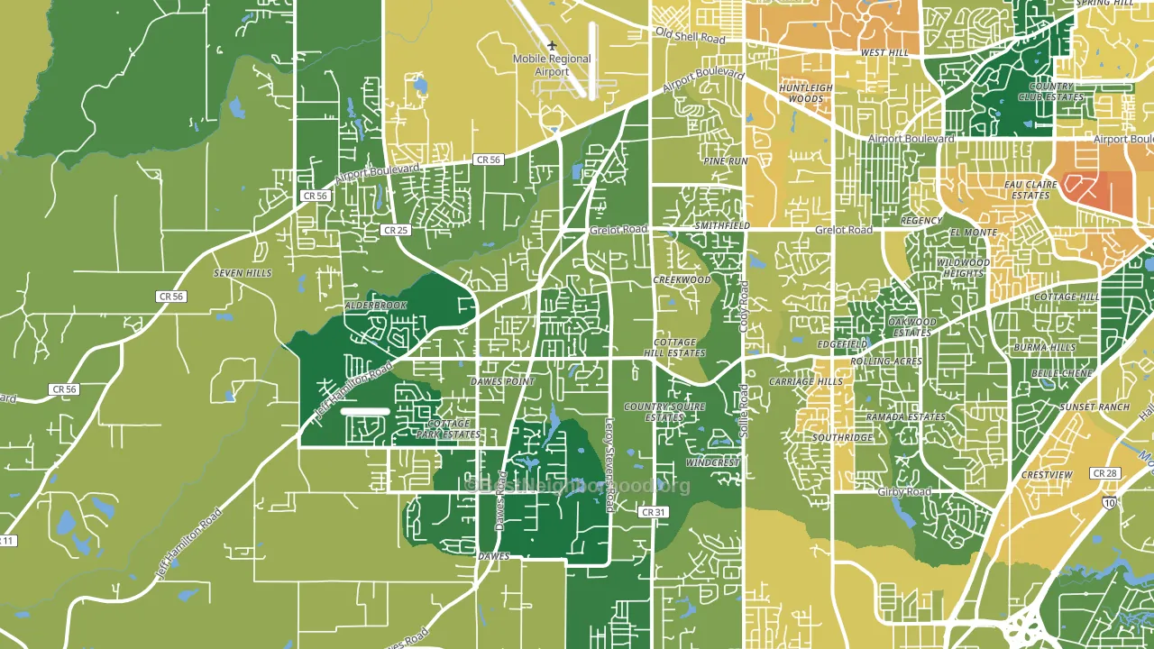 36695, AL block-group voter-turnout map