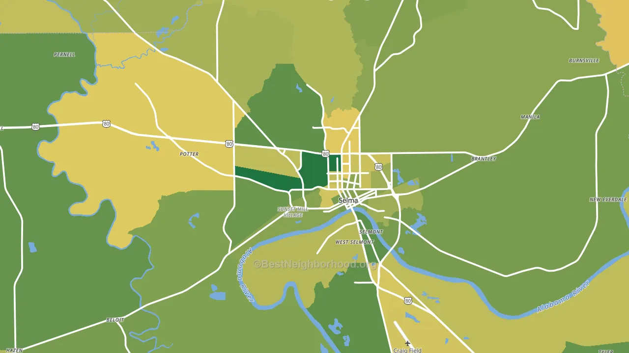 36701, AL block-group voter-turnout map