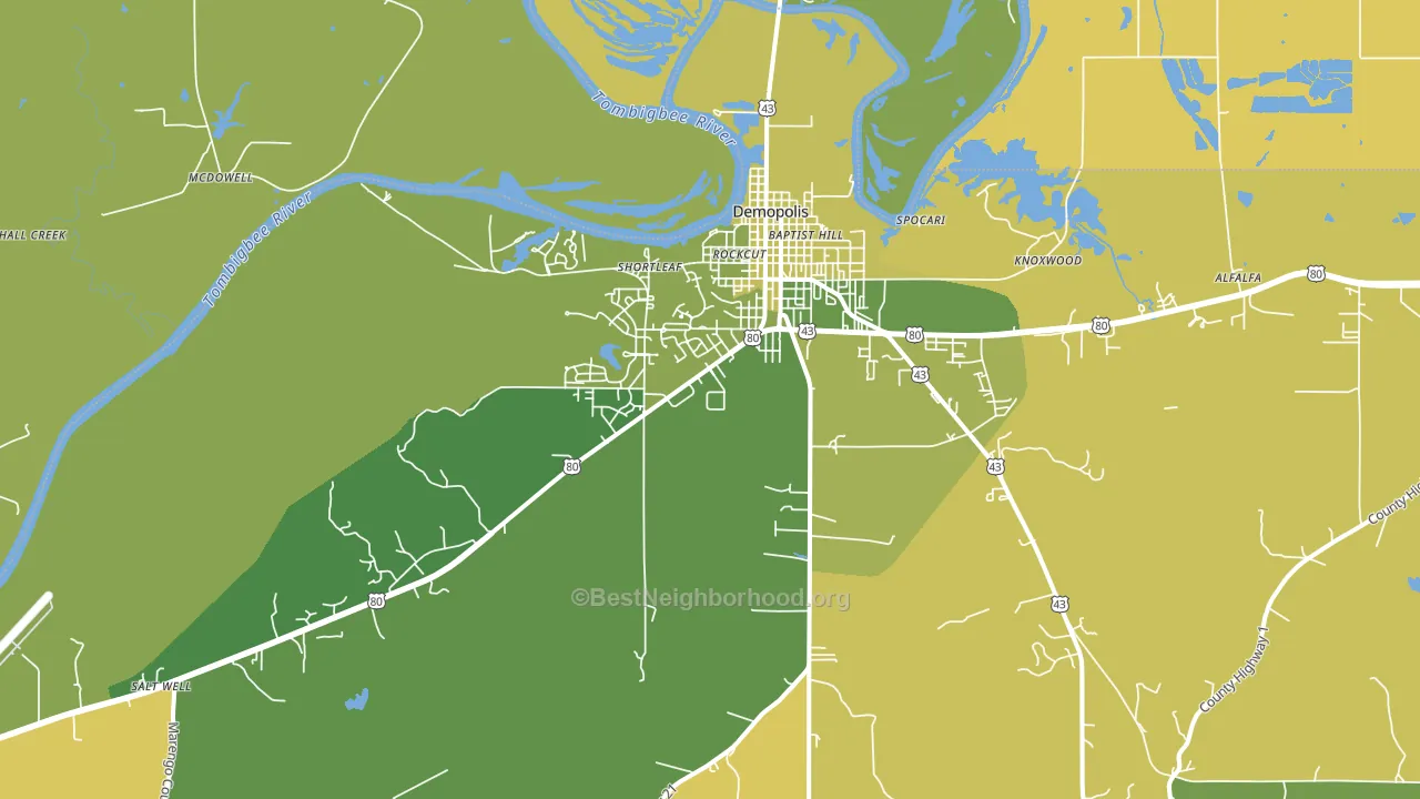 36732, AL block-group voter-turnout map