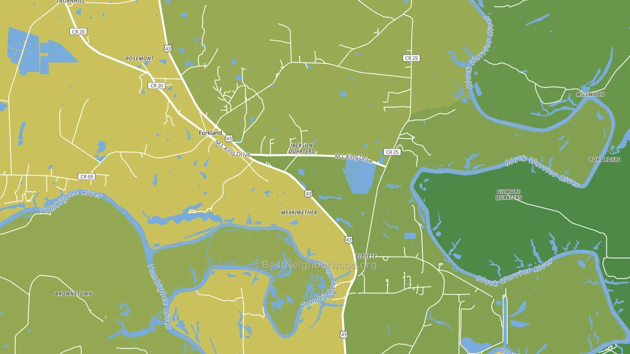36740, AL block-group voter-turnout map