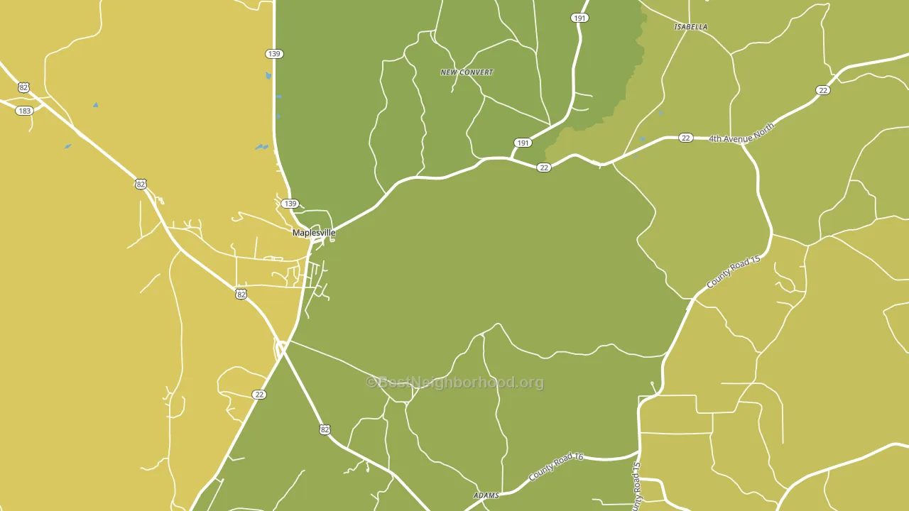 36750, AL block-group voter-turnout map