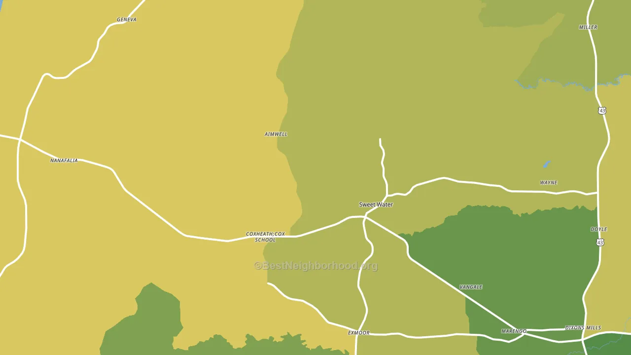 36782, AL block-group voter-turnout map