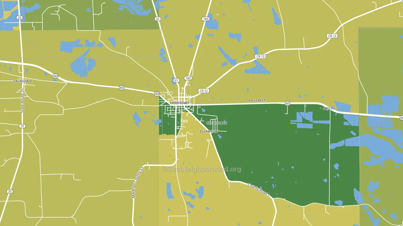 36786, AL block-group voter-turnout map