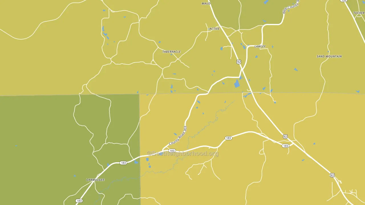 36793, AL block-group voter-turnout map