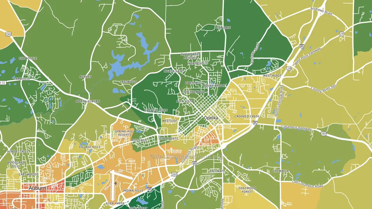 36801, AL block-group voter-turnout map