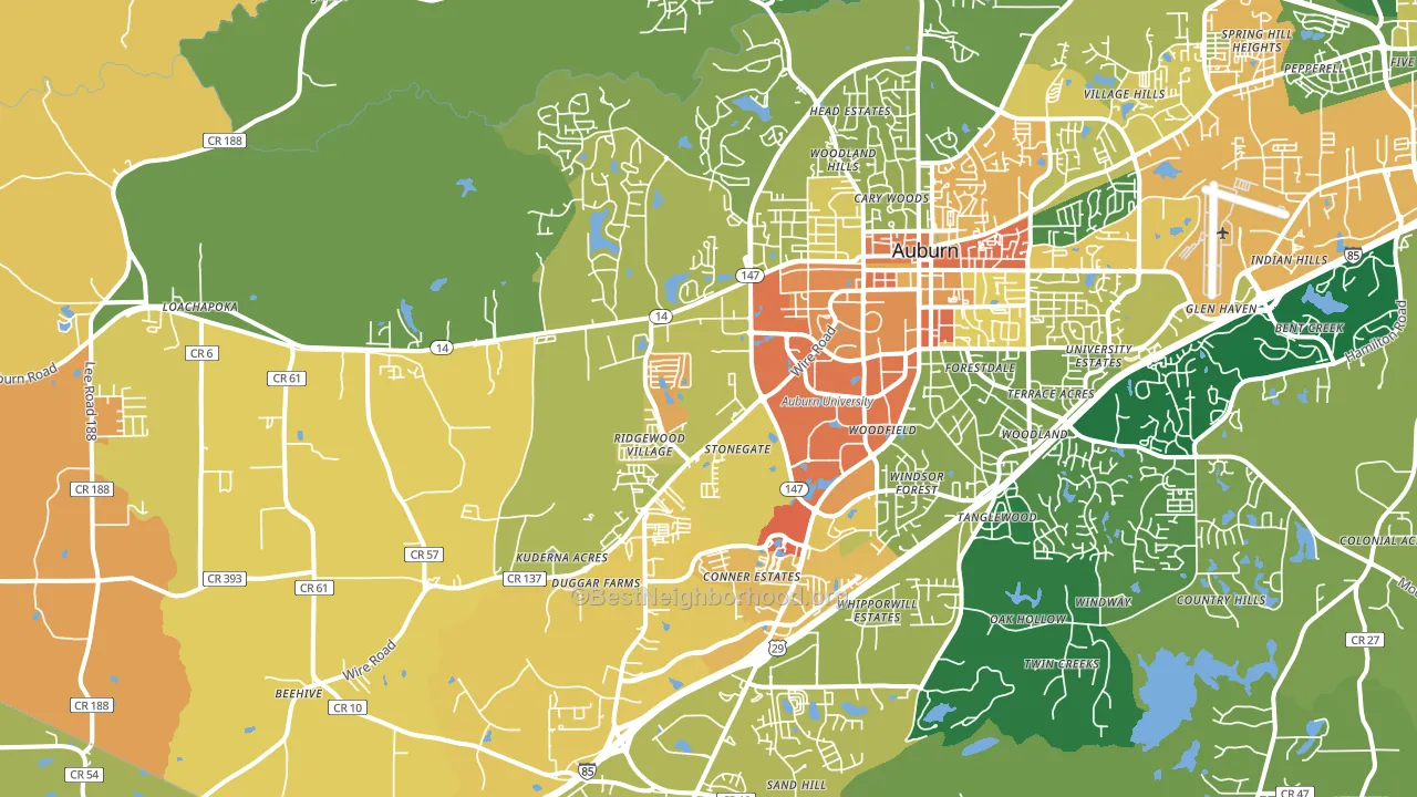 36832, AL block-group voter-turnout map