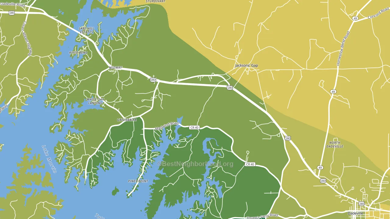 36861, AL block-group voter-turnout map