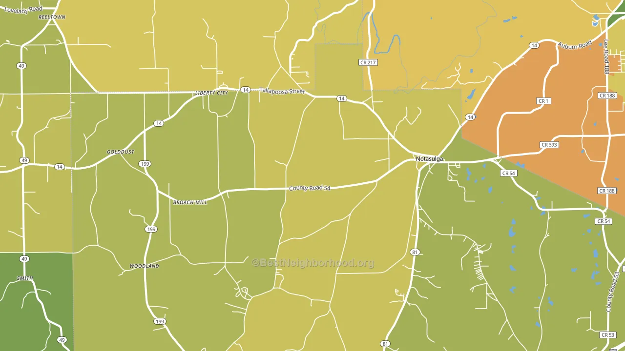 36866, AL block-group voter-turnout map