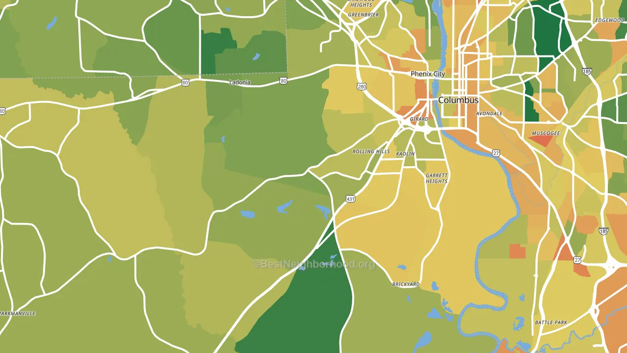 36869, AL block-group voter-turnout map