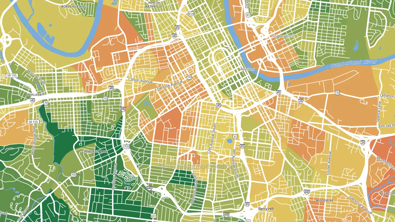 37203, TN block-group voter-turnout map