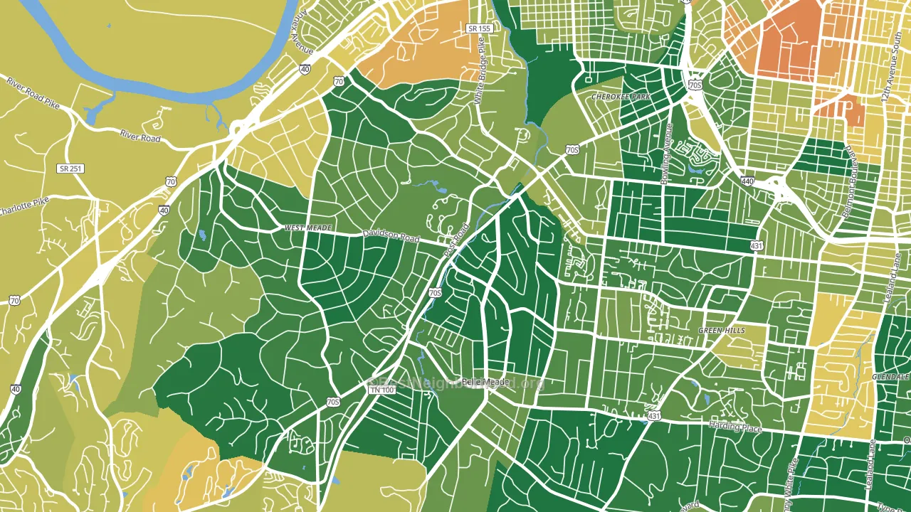 37205, TN block-group voter-turnout map
