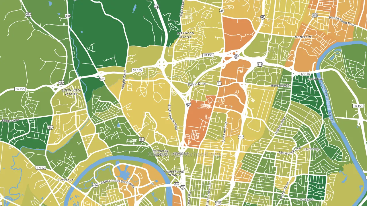 37207, TN block-group voter-turnout map