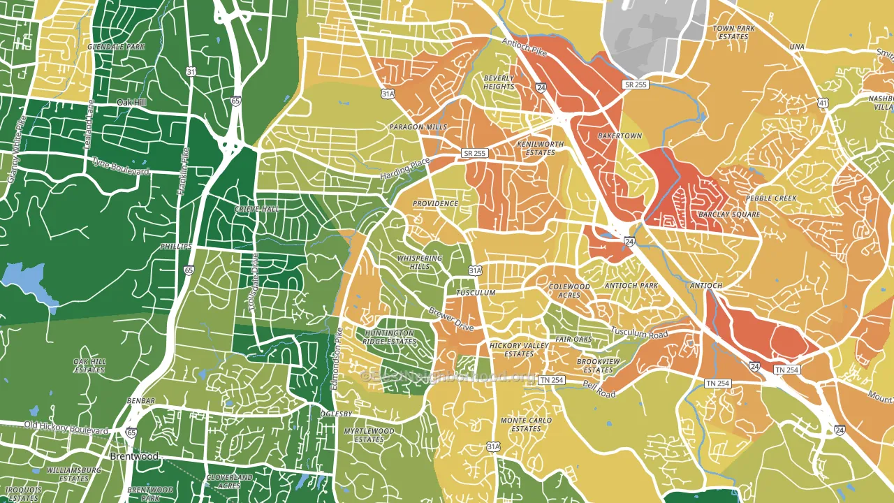 37211, TN block-group voter-turnout map