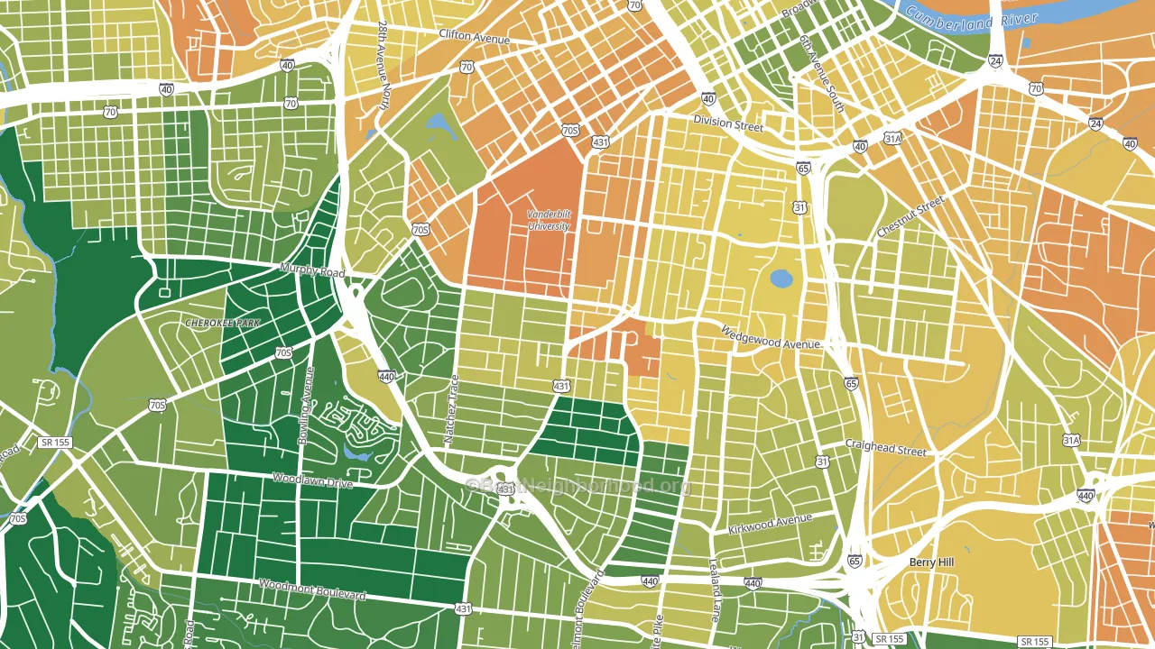 37212, TN block-group voter-turnout map