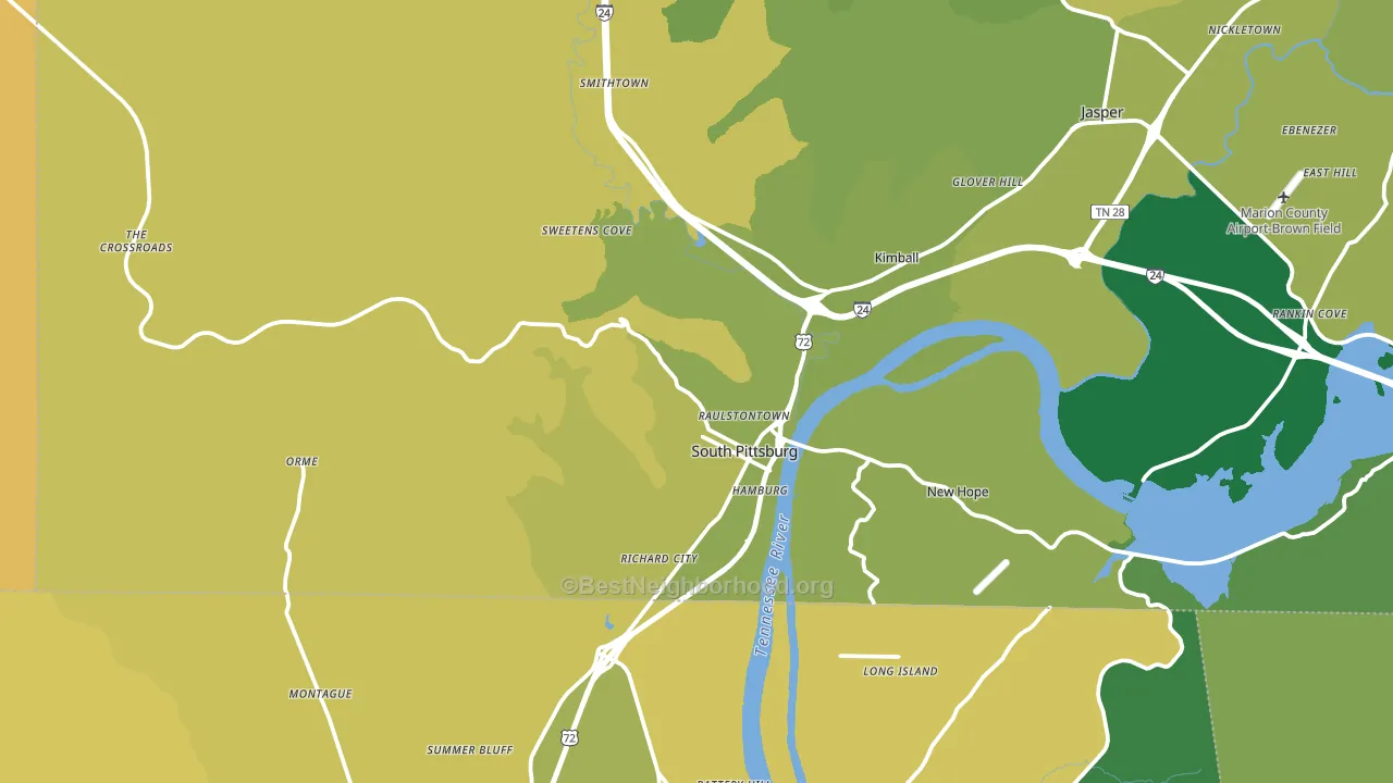 37380, TN block-group voter-turnout map