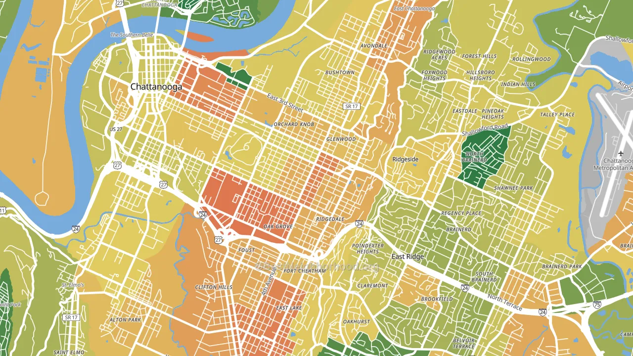 37404, TN block-group voter-turnout map