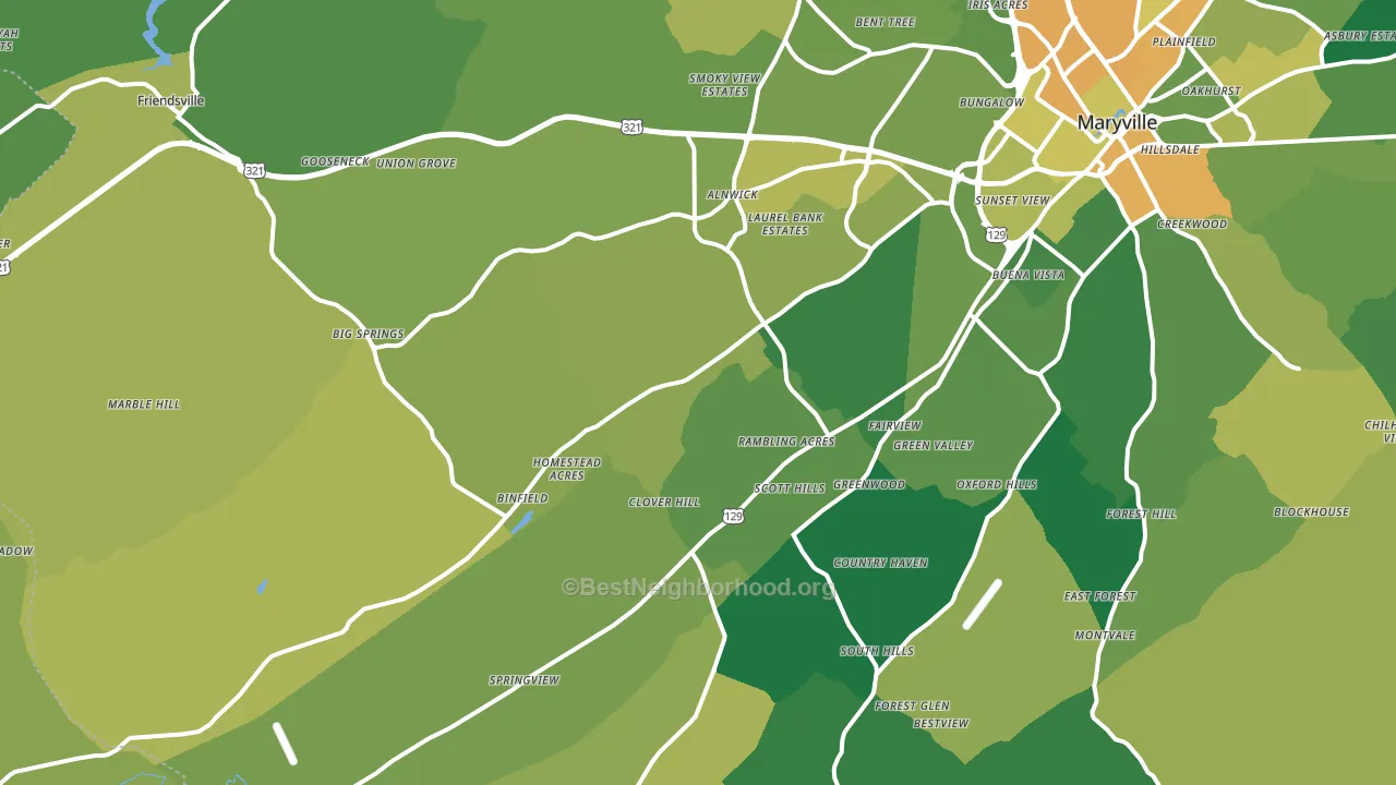 37801, TN block-group voter-turnout map