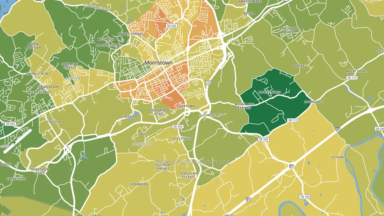 37813, TN block-group voter-turnout map