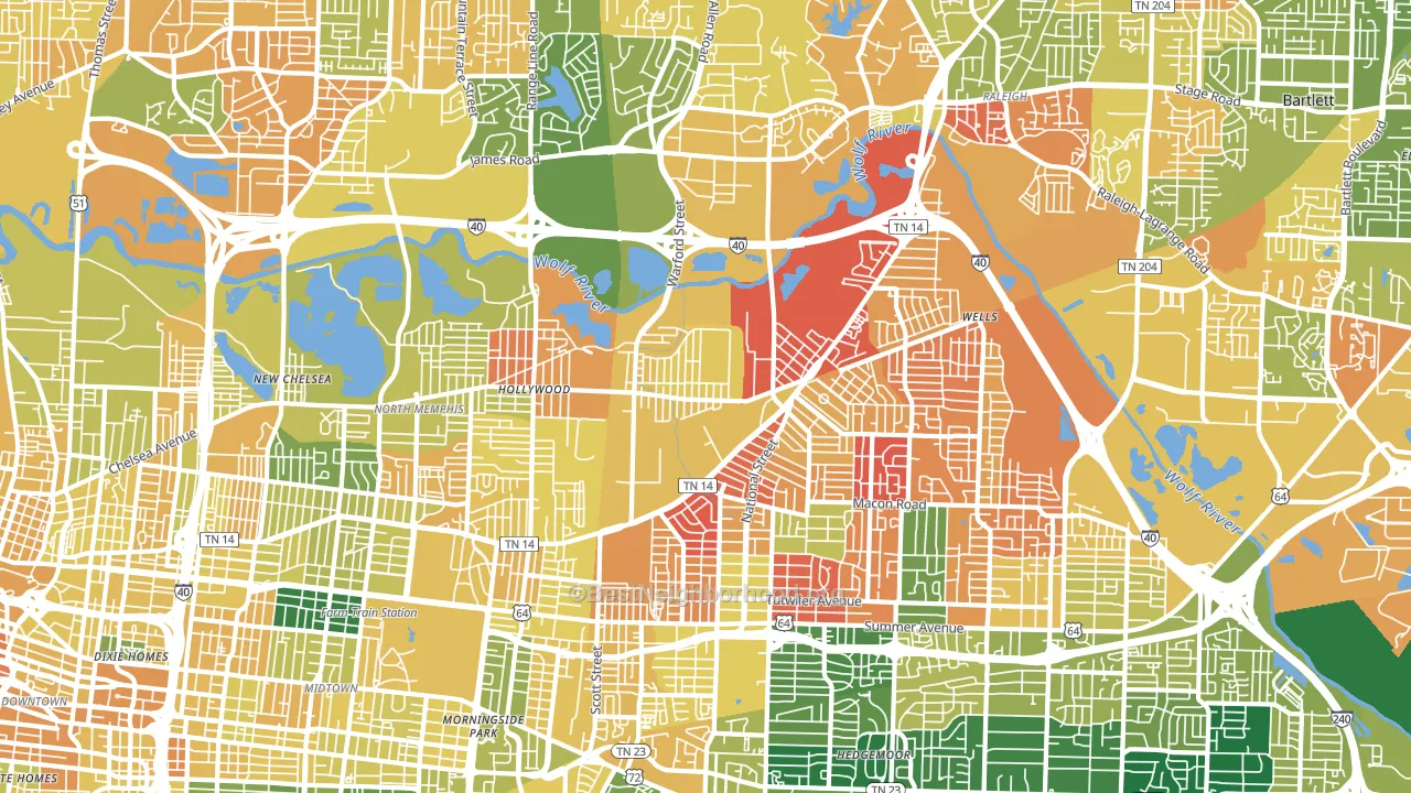 38108, TN block-group voter-turnout map
