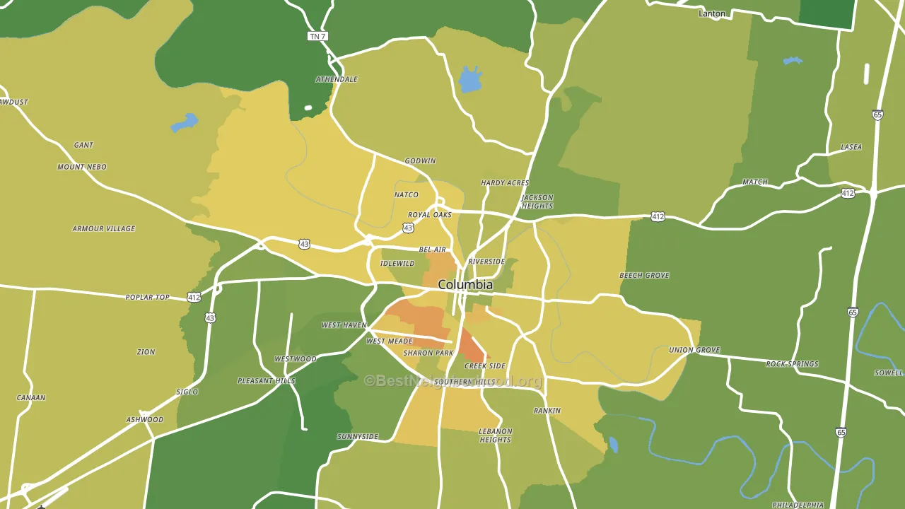38401, TN block-group voter-turnout map