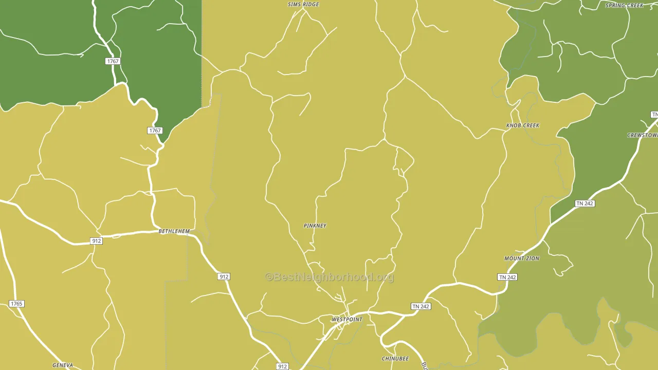 38486, TN block-group voter-turnout map