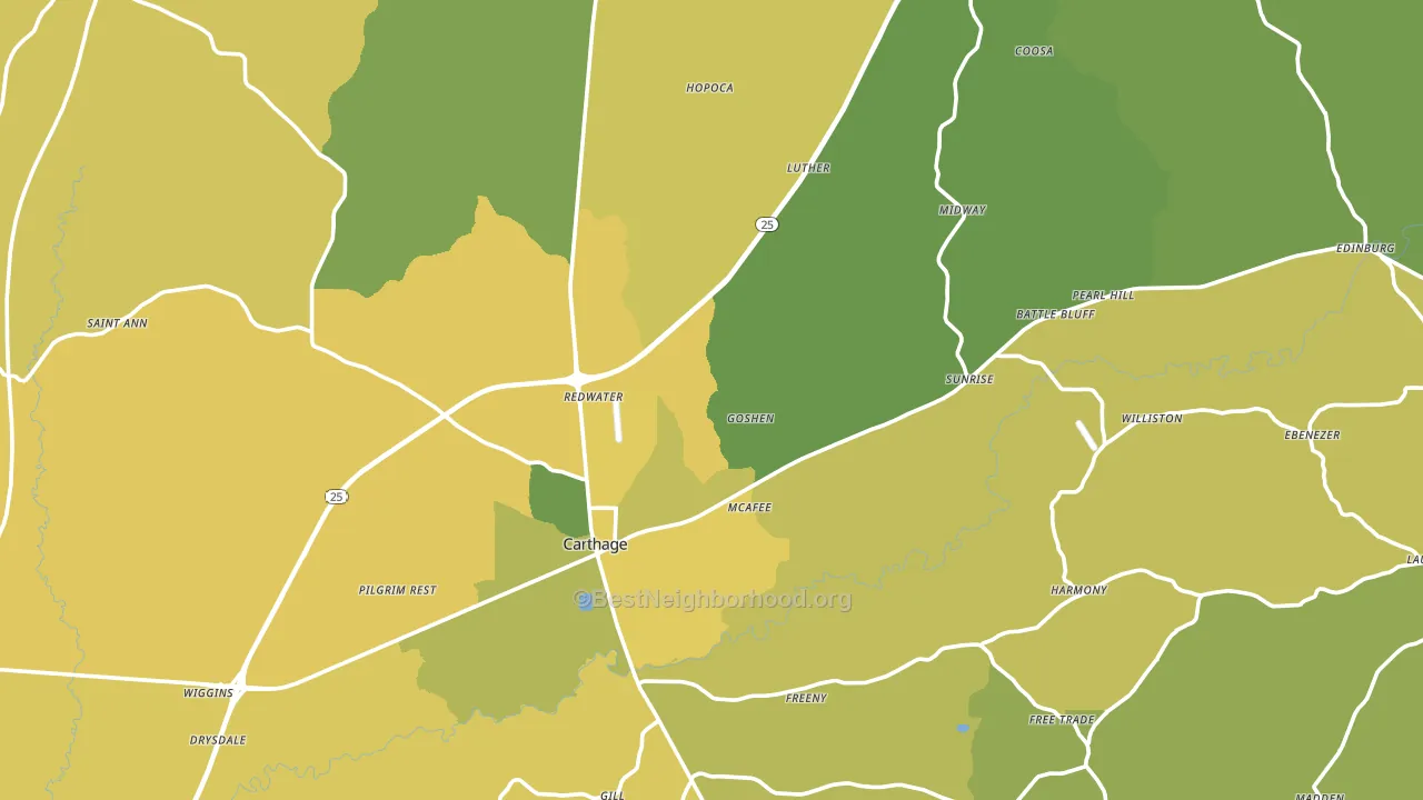 39051, MS block-group voter-turnout map