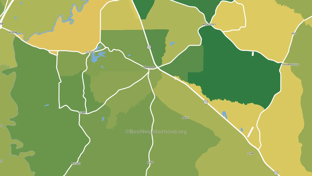39073, MS block-group voter-turnout map