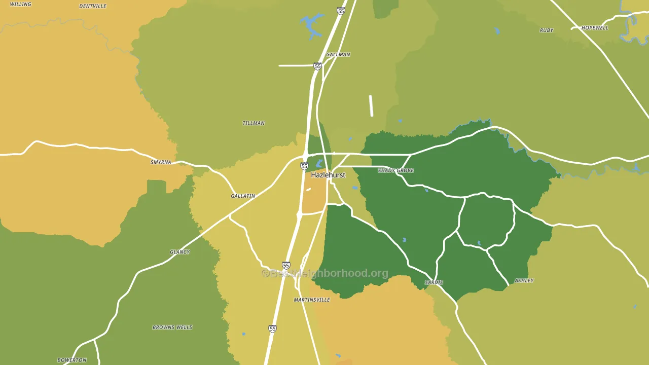 39083, MS block-group voter-turnout map