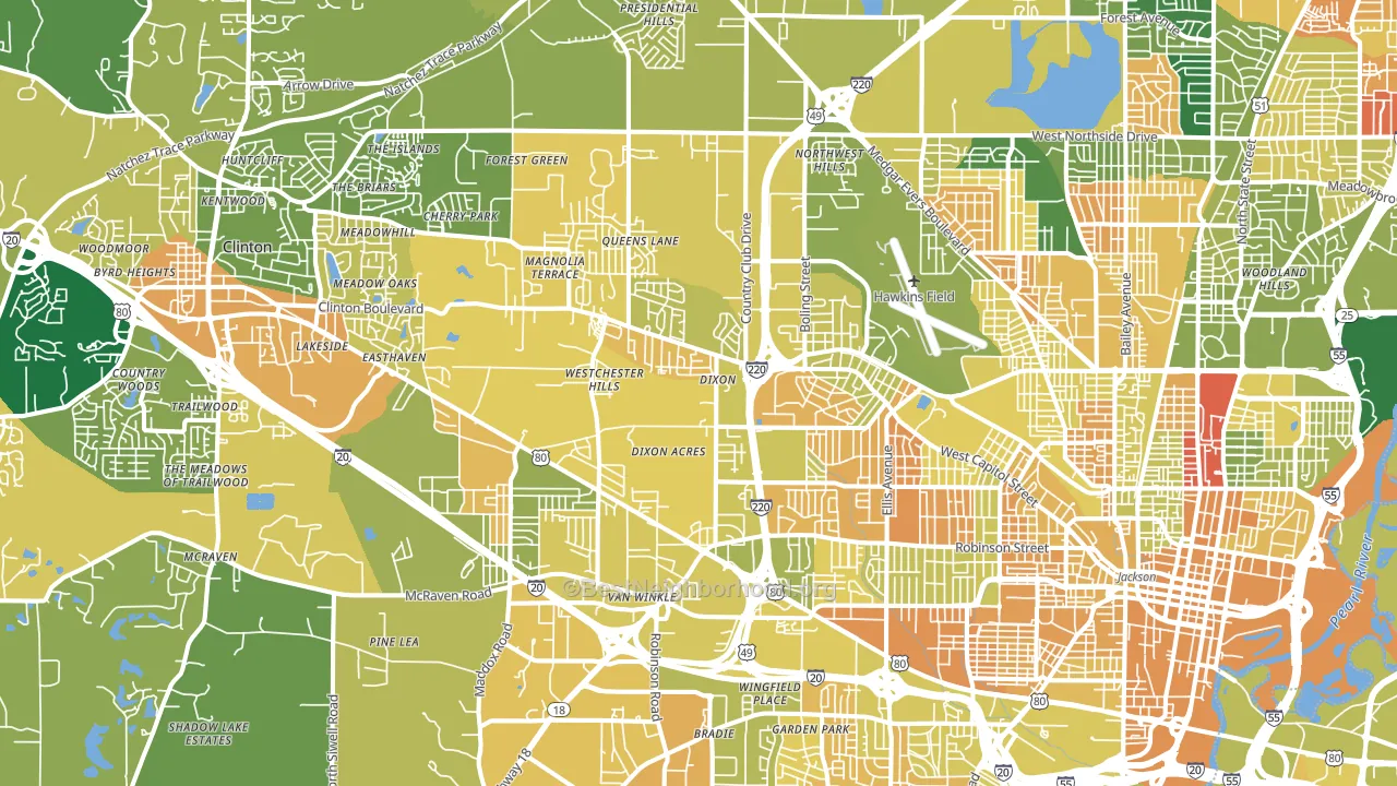 39209, MS block-group voter-turnout map